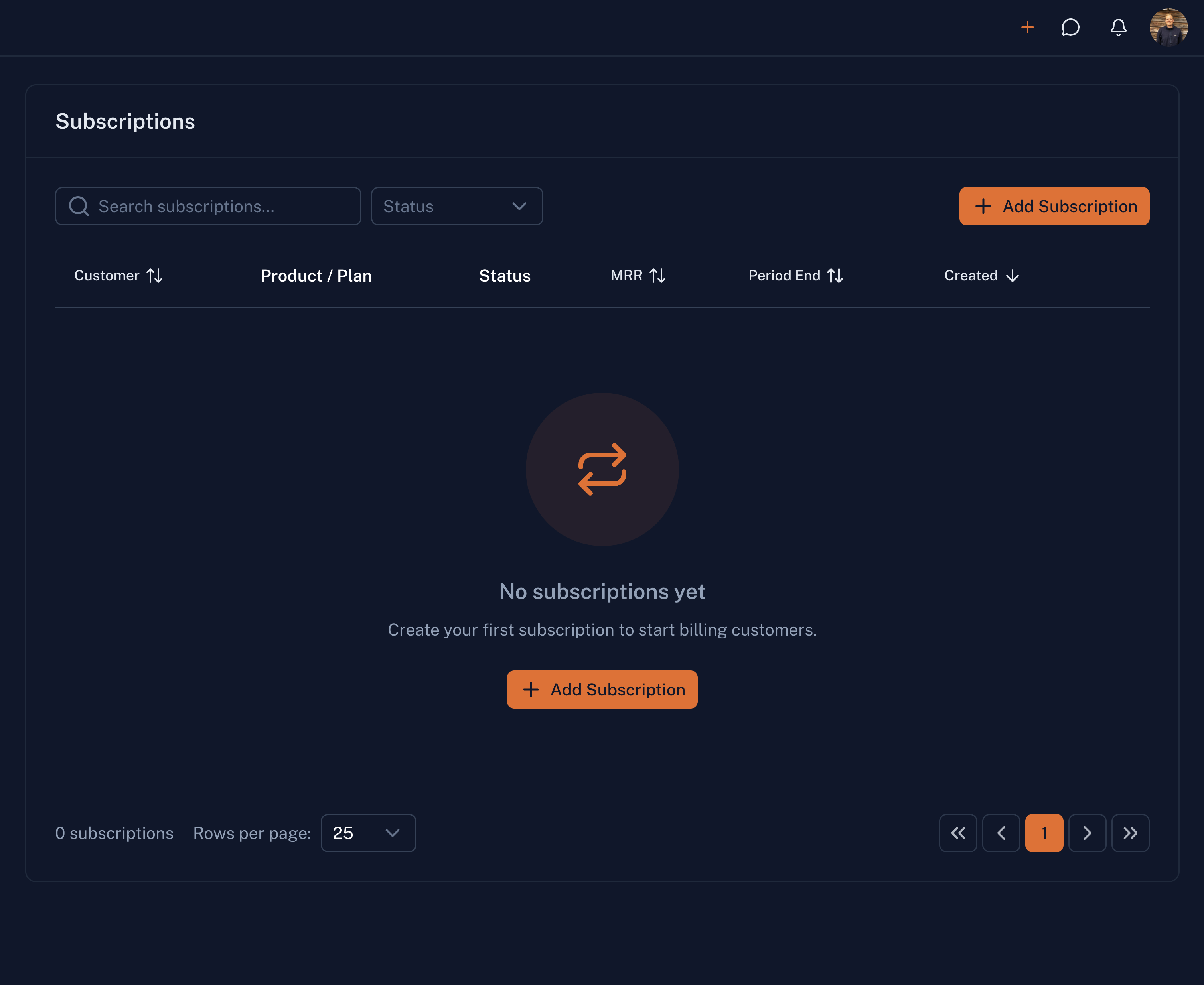 Subscriptions preview